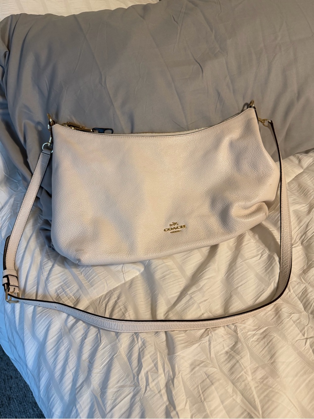 Coach Pebbled Leather Shoulder Bag in creamy ivory
